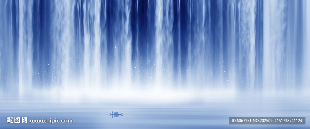高山流水瀑布背景墙