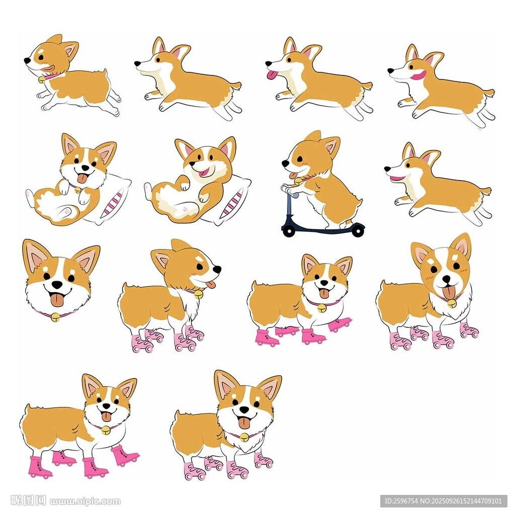 可爱柯基卡通形象集合
