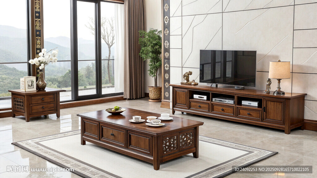 中式风格客厅实木家具展示