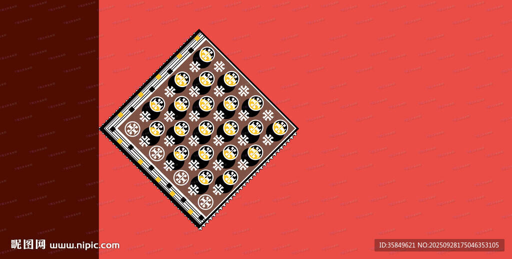 红色背景上的方块几何网纱网布