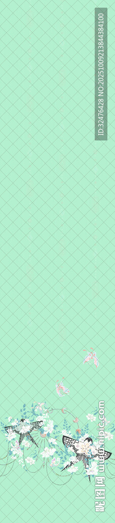 淡绿背景花卉装饰图案