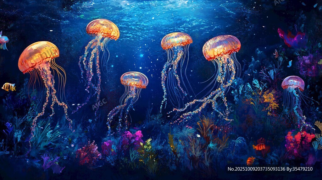 梦幻海底水母灵动之景