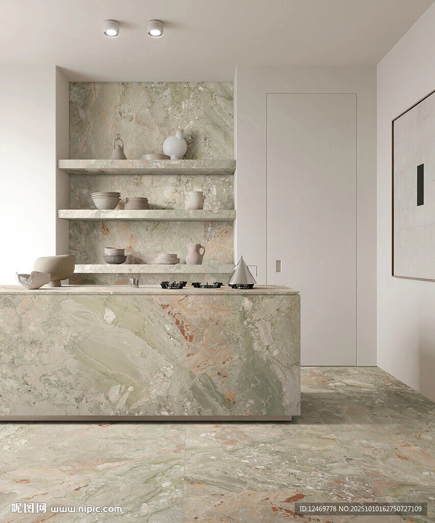 现代简约大理石厨房效果图