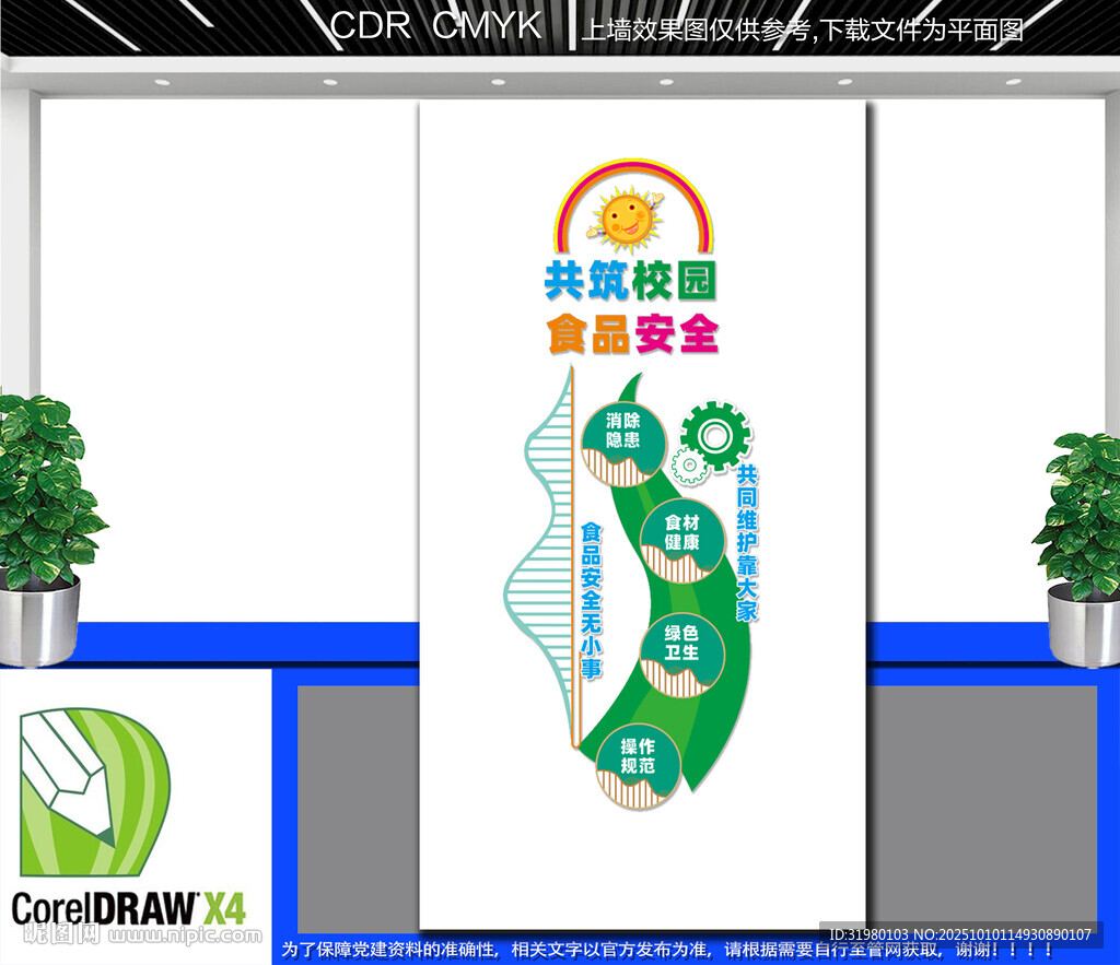 竖版校园食品安全文化墙