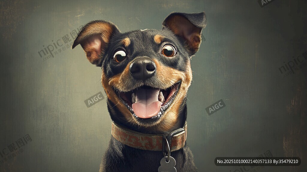 搞怪表情的可爱小狗