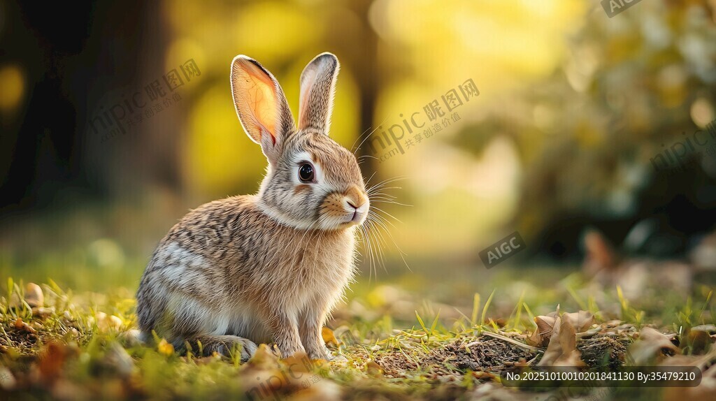 阳光下的可爱野兔
