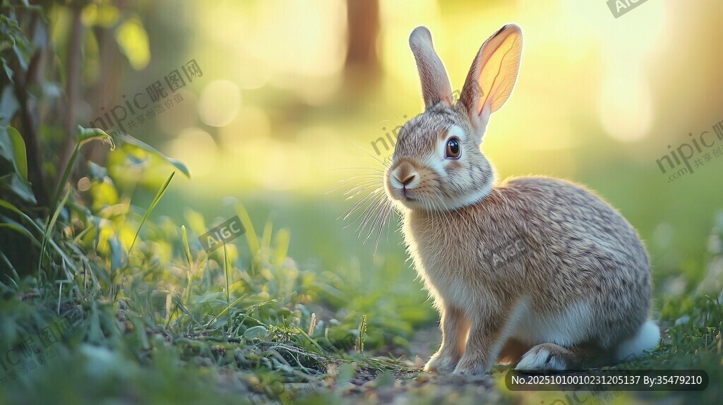 阳光下的可爱野兔