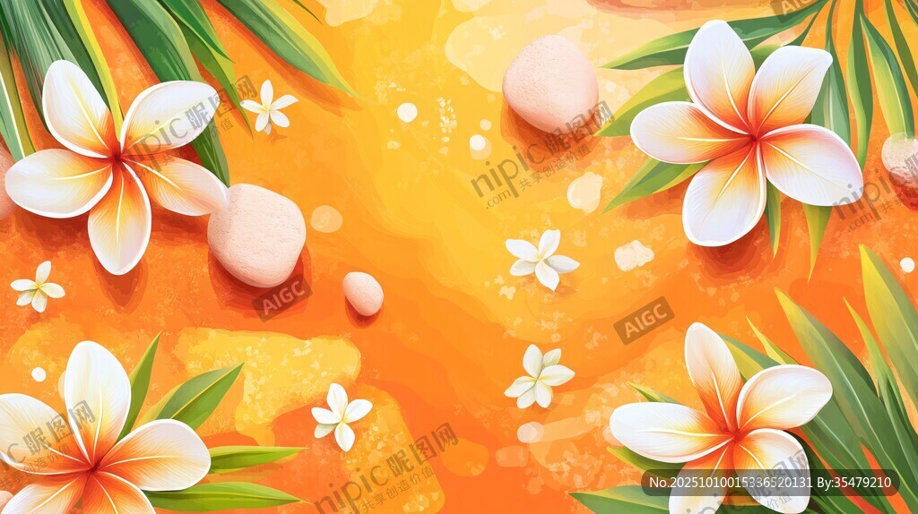 夏日缤纷花卉与绿植背景