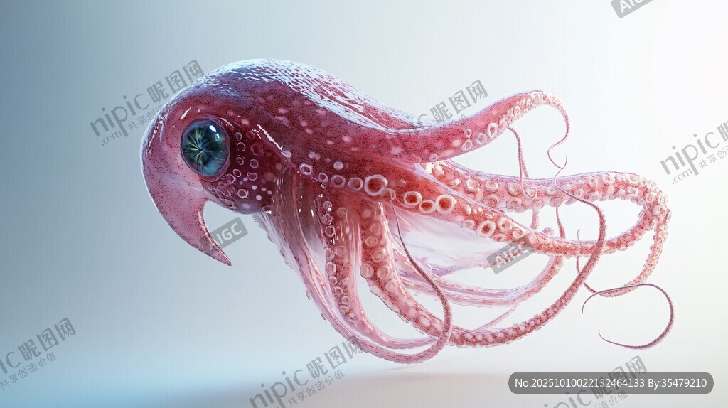 梦幻粉色小章鱼特写