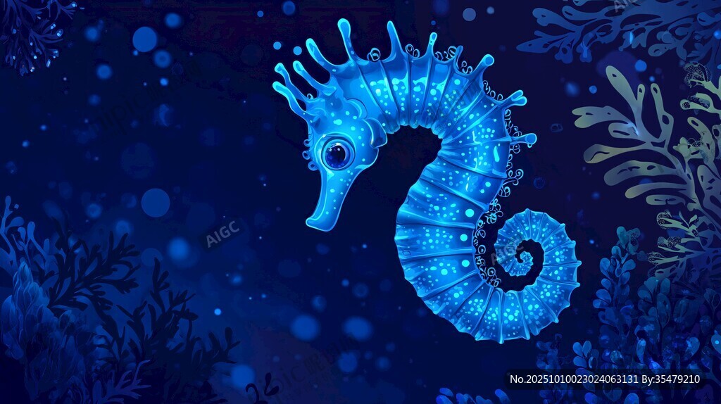 梦幻蓝海马畅游神秘海底