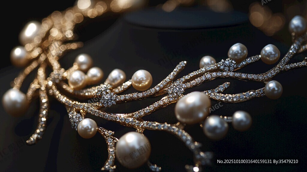 奢华珍珠钻石项链饰品