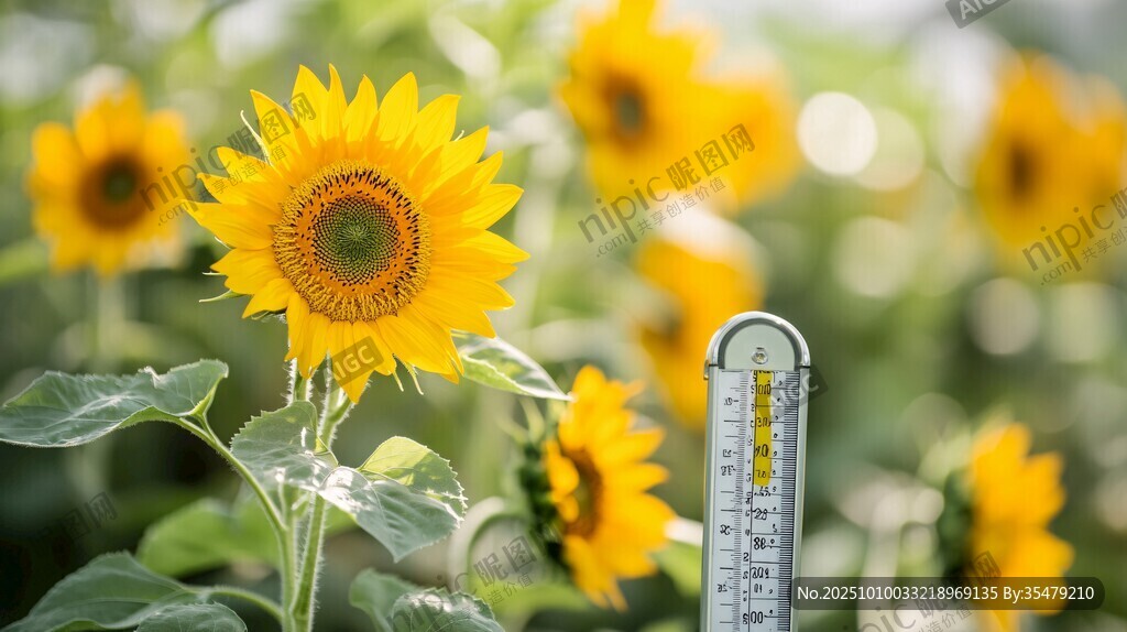 向日葵田中的温度测量