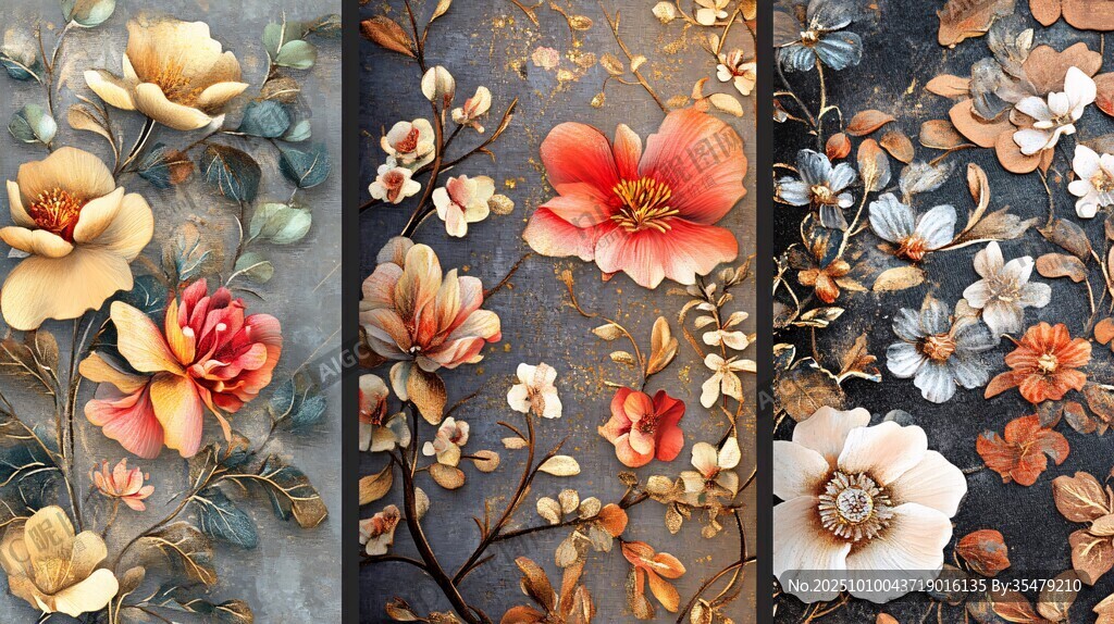 复古花卉浮雕艺术图案