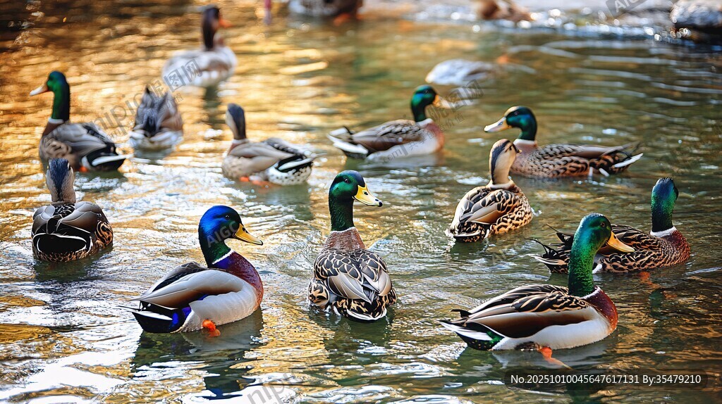 群鸭戏水图
