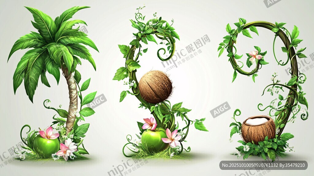 植物藤蔓构成的数字图案