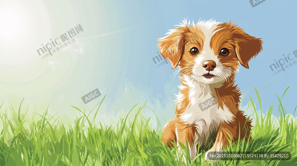 阳光下的可爱小萌犬