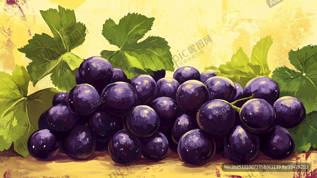 紫葡萄与绿叶的美妙组合