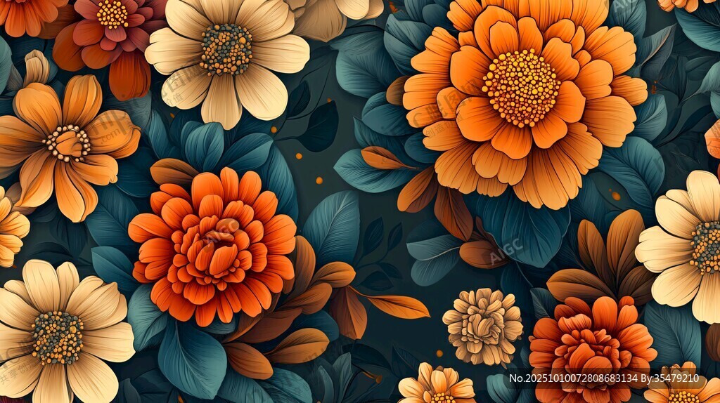 绚丽花卉图案 复古风满满