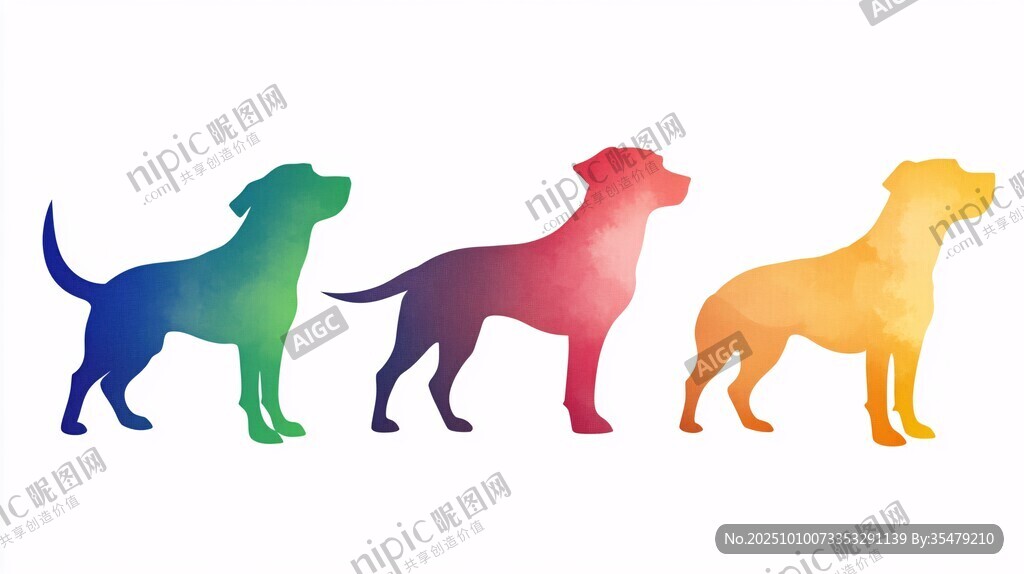 多彩狗狗剪影