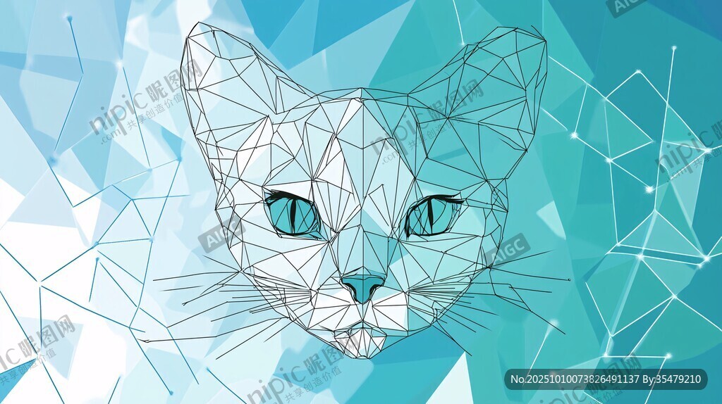 几何线条勾勒的猫咪头像