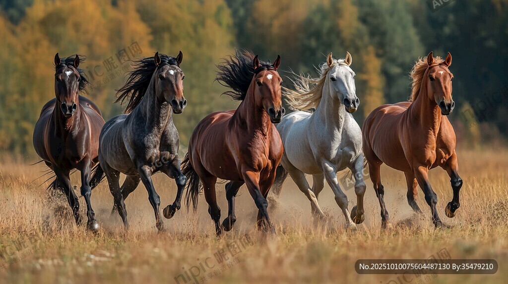 群马秋日草原奔腾图
