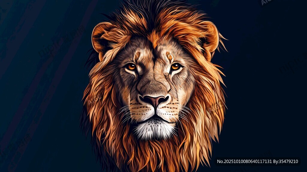 威严雄狮头像特写