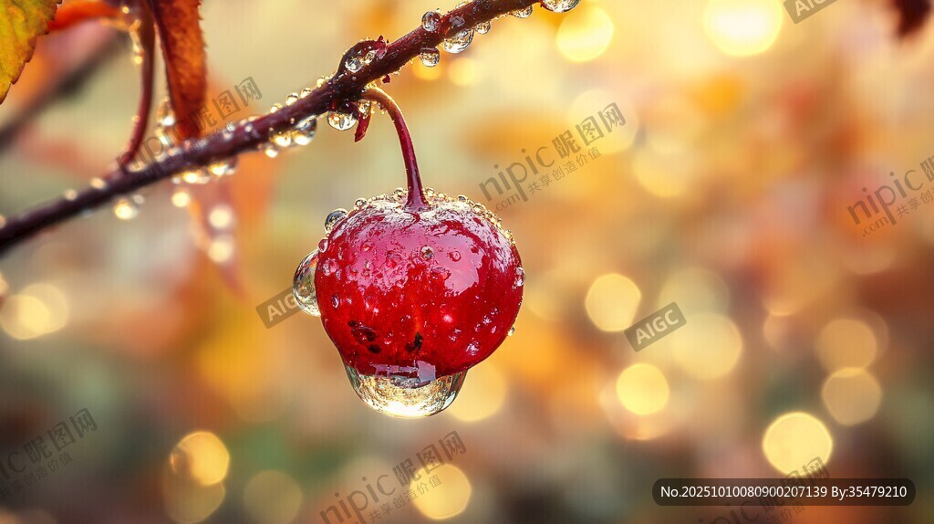 带露红果映金秋美景