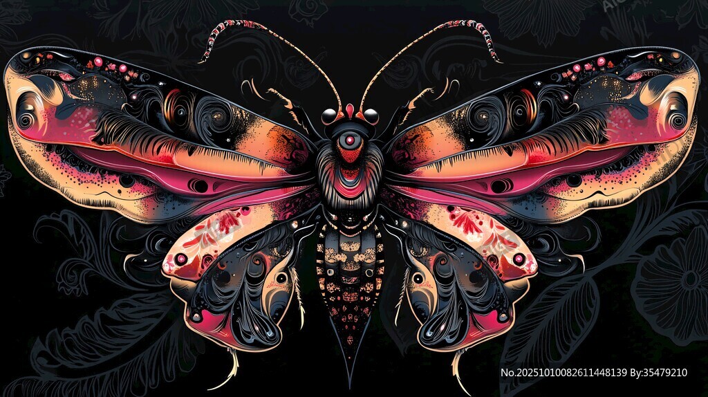 奇幻炫彩蝴蝶艺术插画
