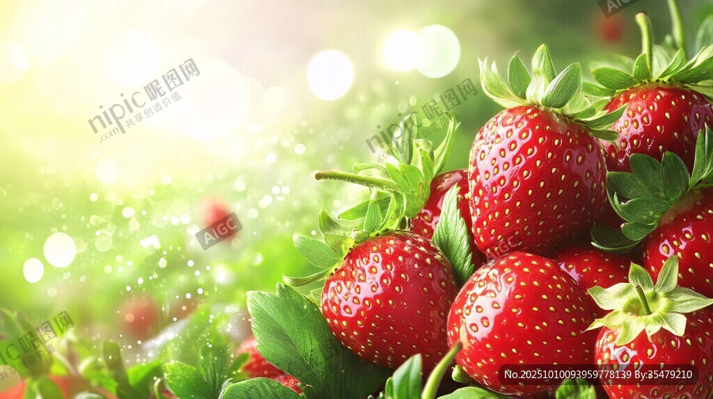 新鲜诱人的草莓果实