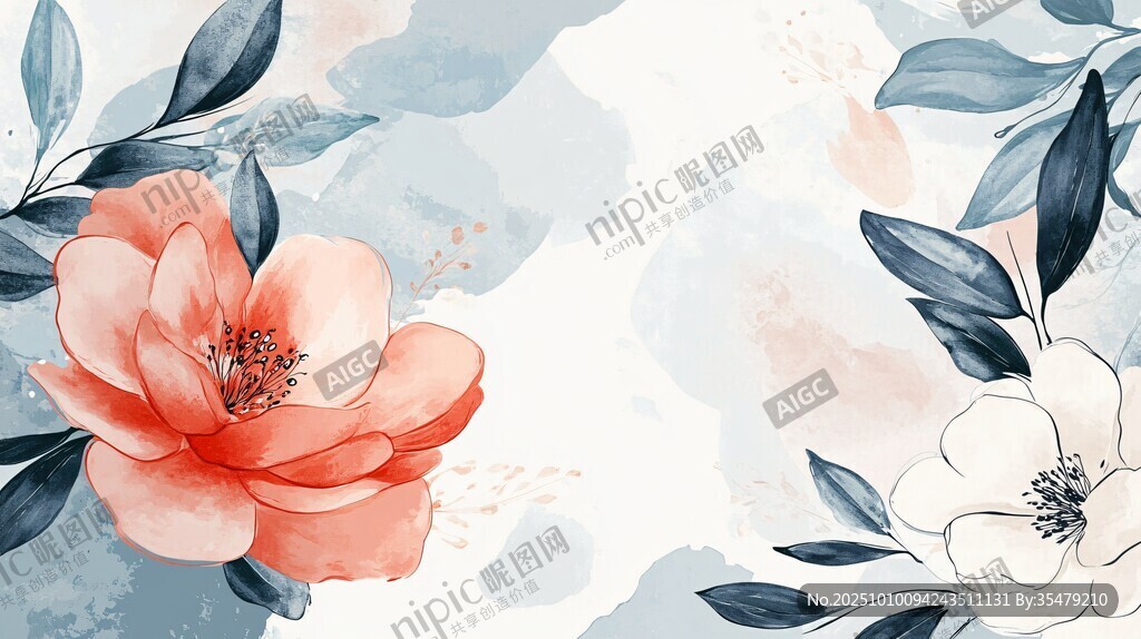 水彩花卉背景图