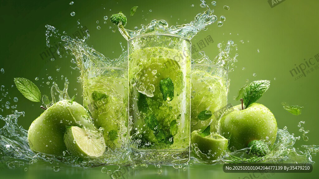 青苹果薄荷汁的清新瞬间