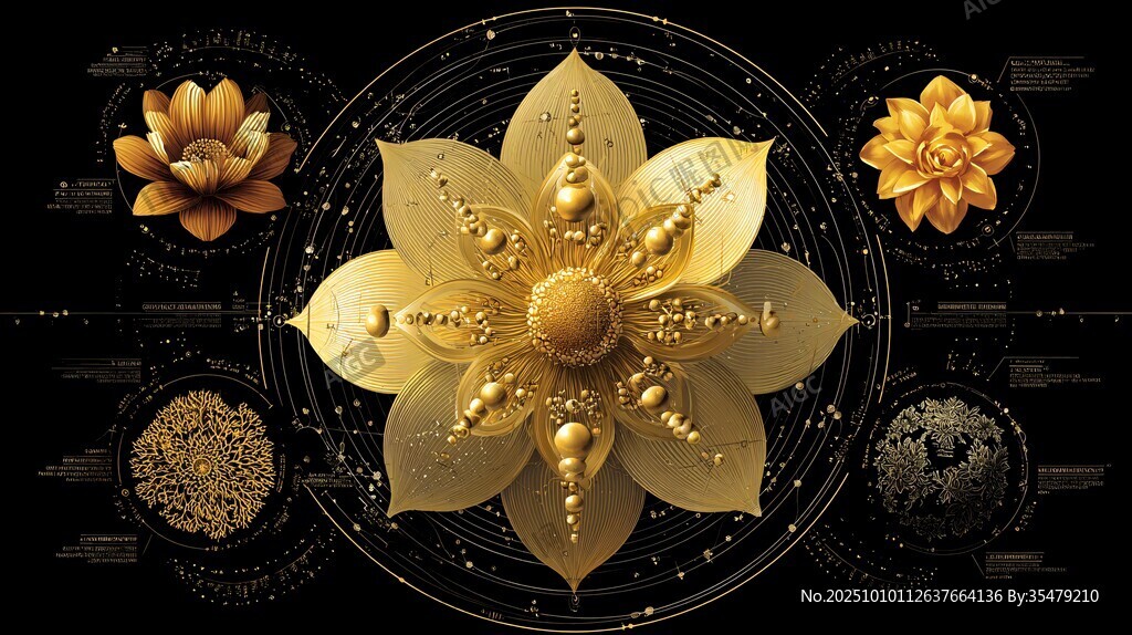 金色莲花艺术图案设计