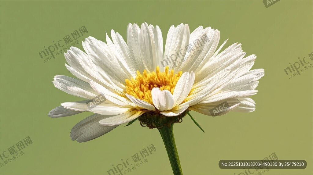 单朵白色雏菊特写