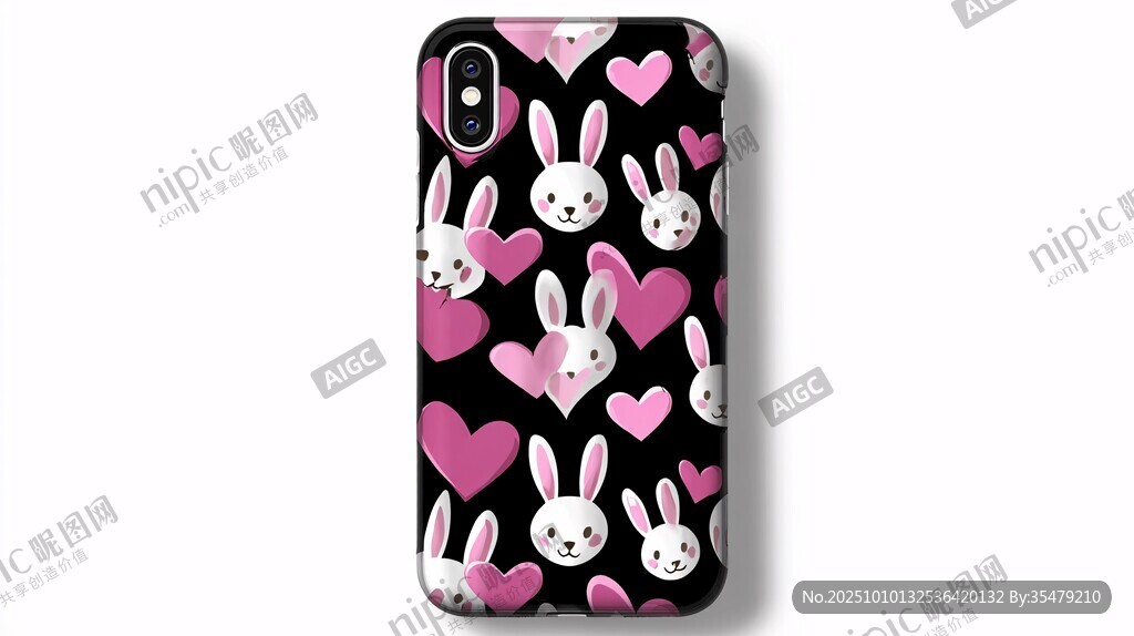 可爱兔子爱心图案手机壳
