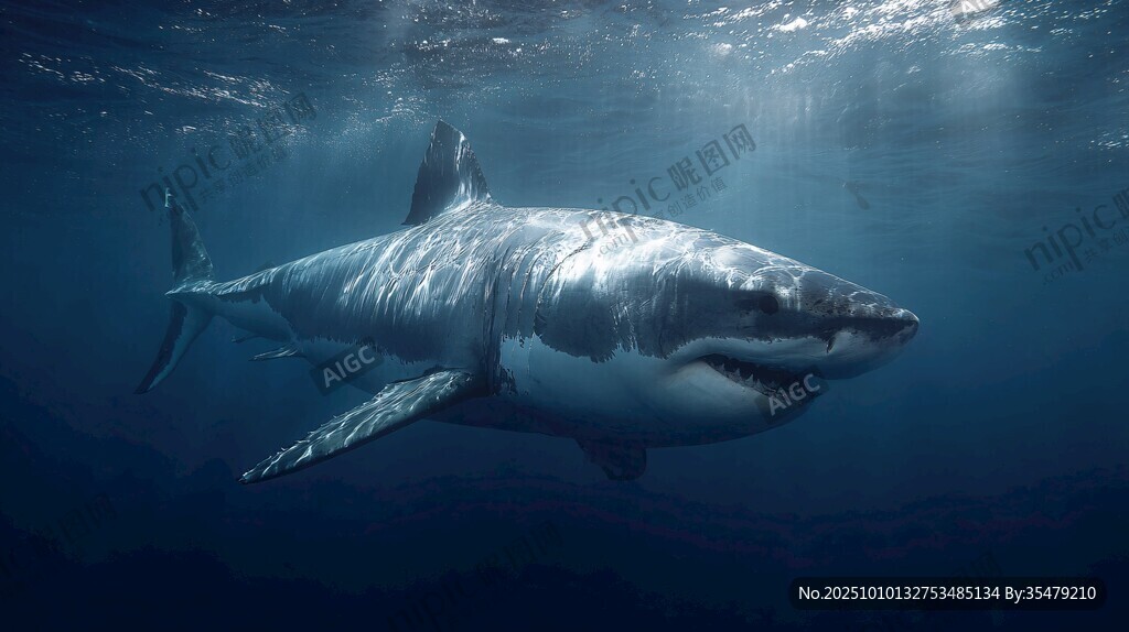深海中的大白鲨
