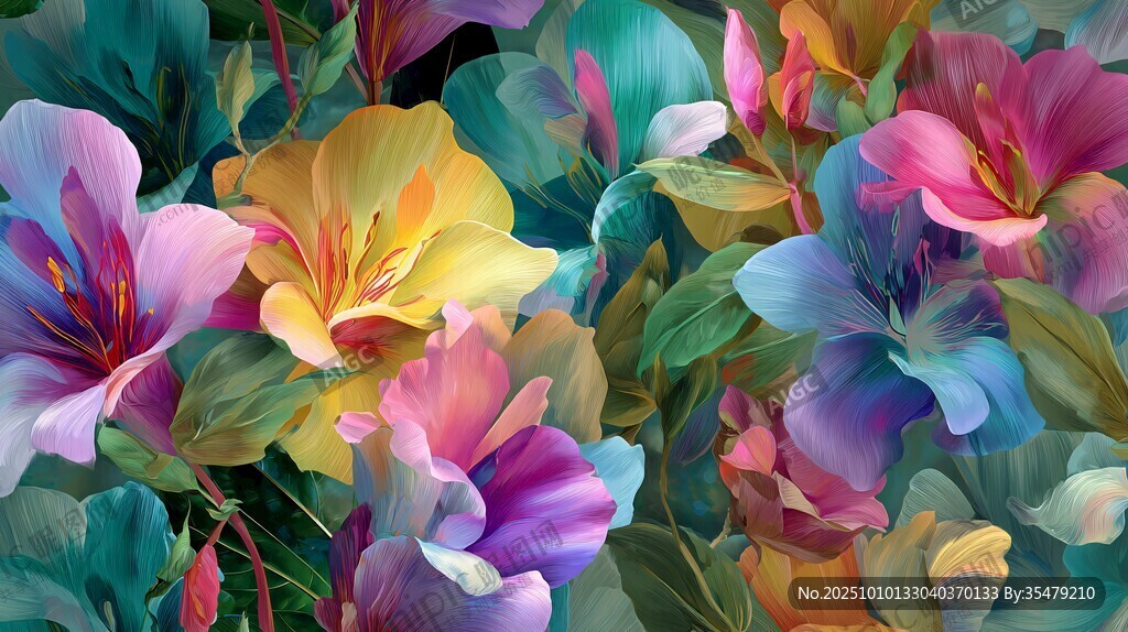 缤纷多彩花卉梦幻艺术图