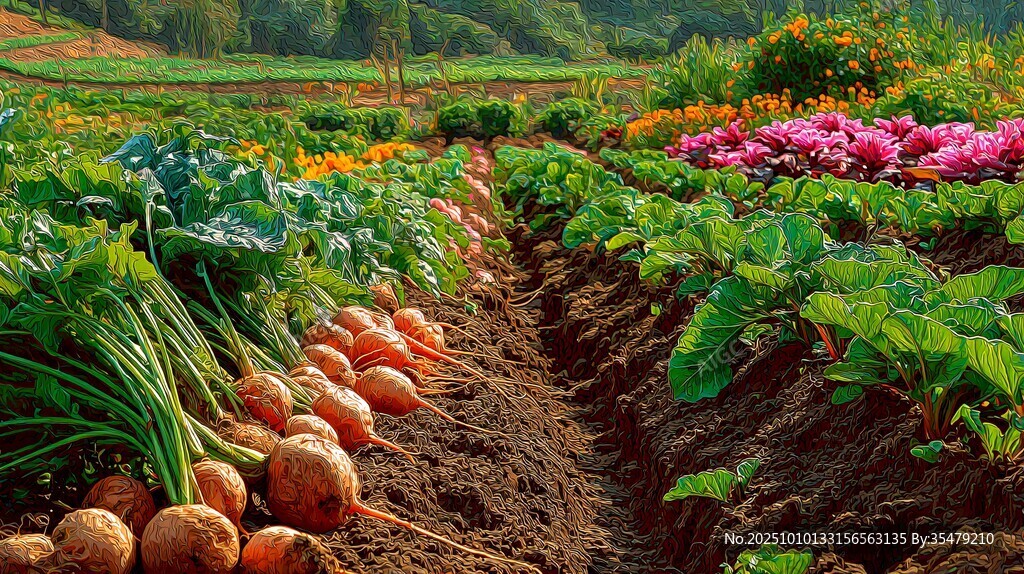 田园菜园丰收美景