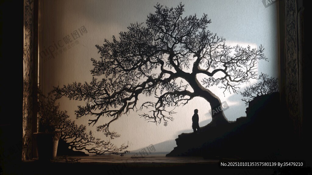 树下孤影 静谧中的沉思