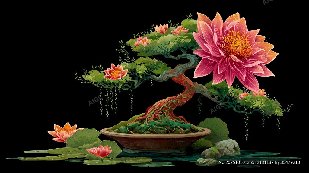 梦幻莲花盆景艺术景观