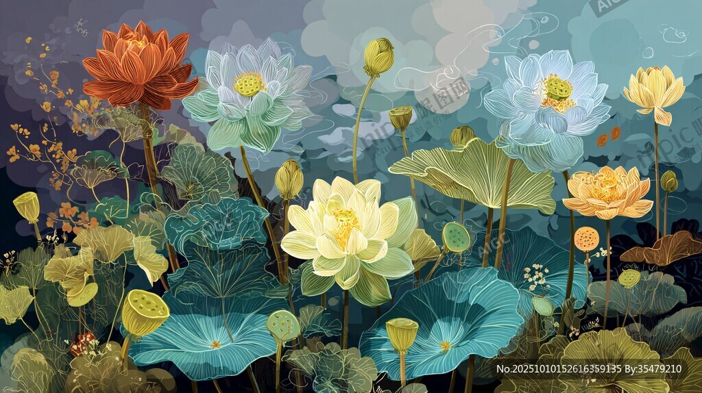 梦幻荷塘 多彩莲花绽放