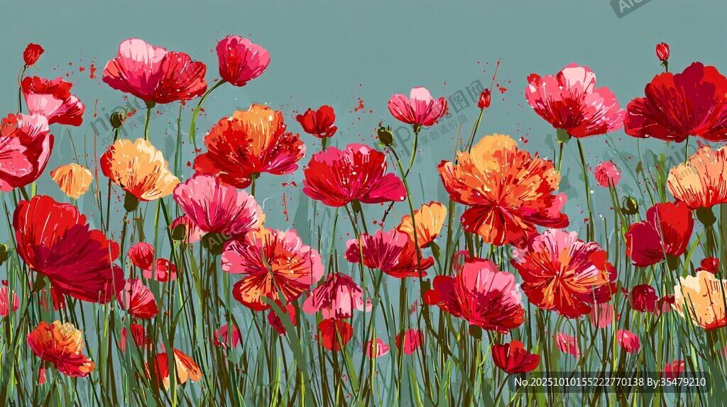 绚丽多彩的虞美人花海