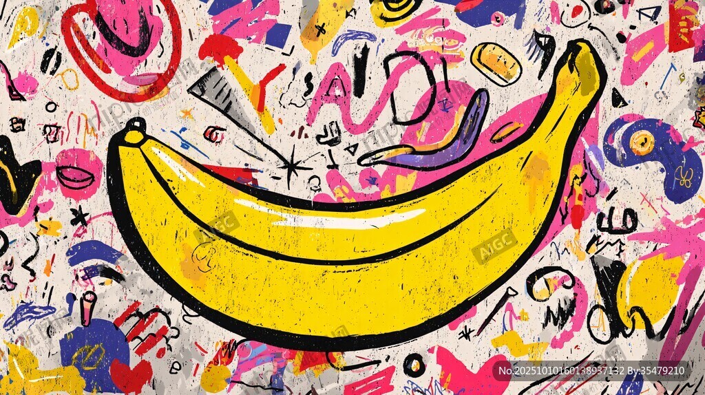 涂鸦风香蕉艺术图案