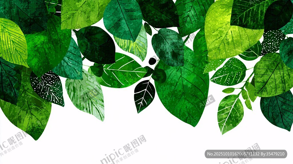 翠绿叶片组成的清新图案