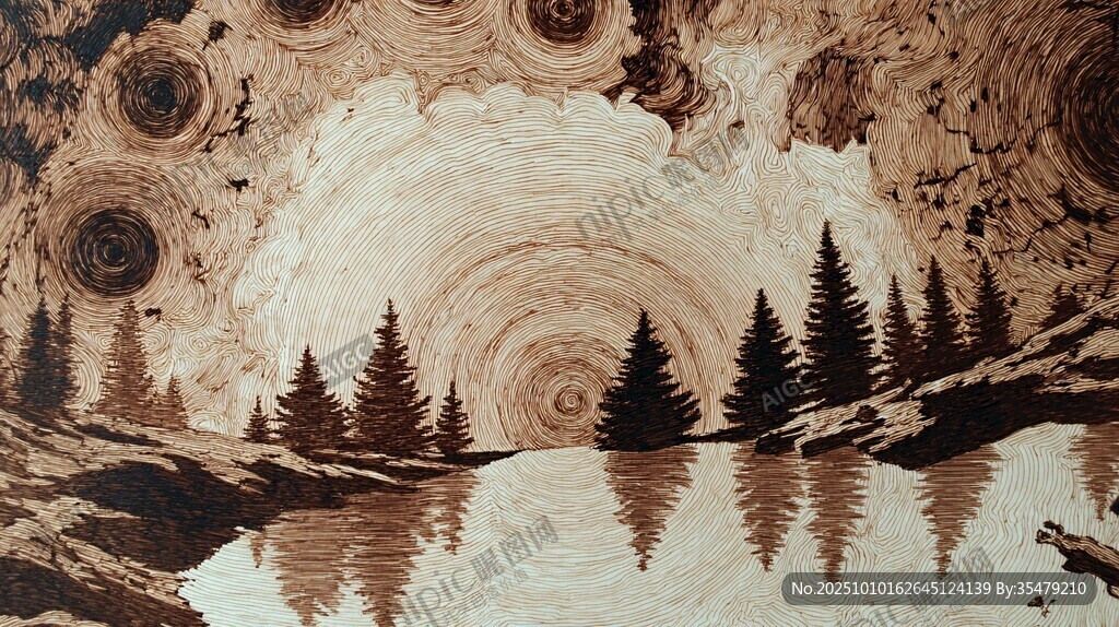 木艺山水风景图