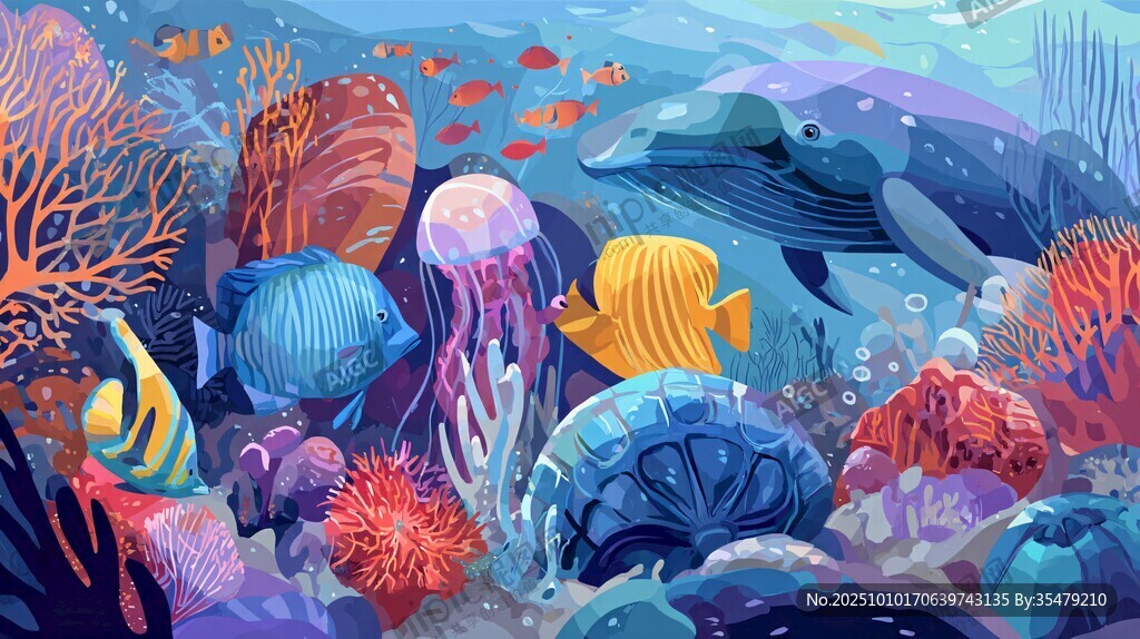 梦幻海底世界海洋生物绘景