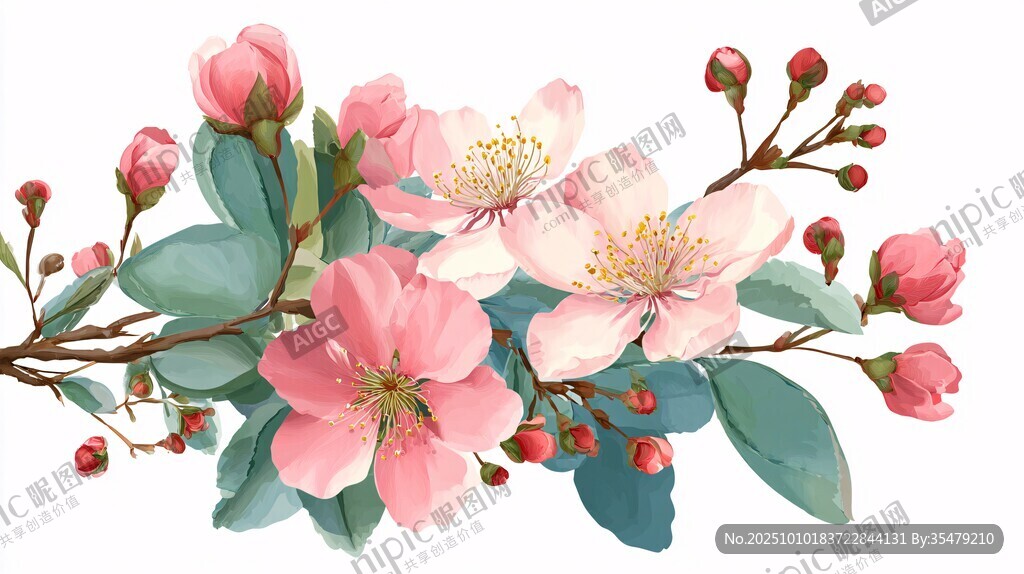 粉嫩绽放的美丽花枝