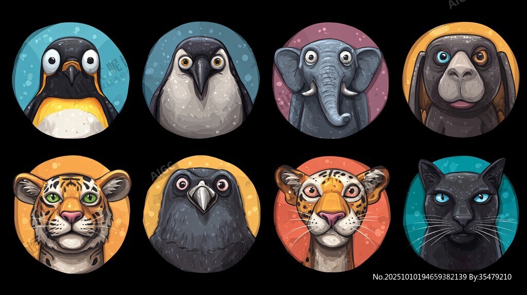 动物头像插画集合