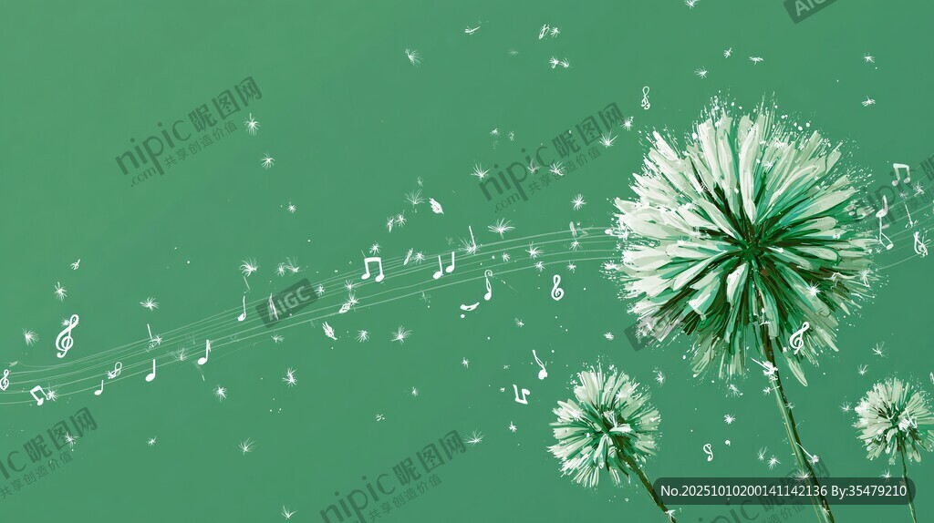 飘飞的蒲公英与灵动音符