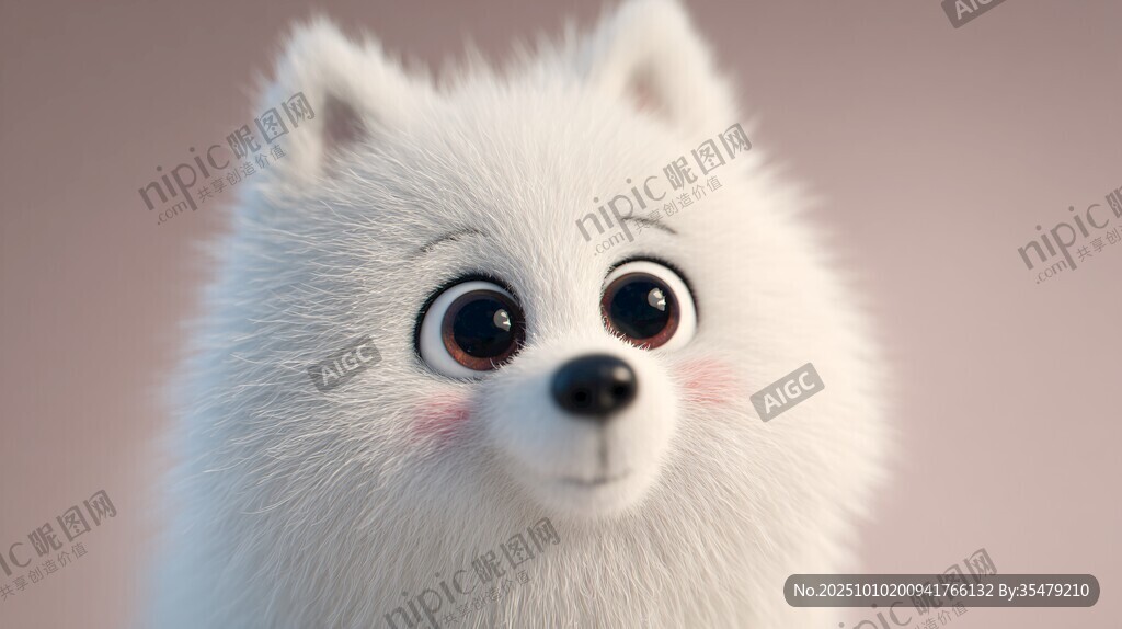 可爱萨摩耶动画形象特写