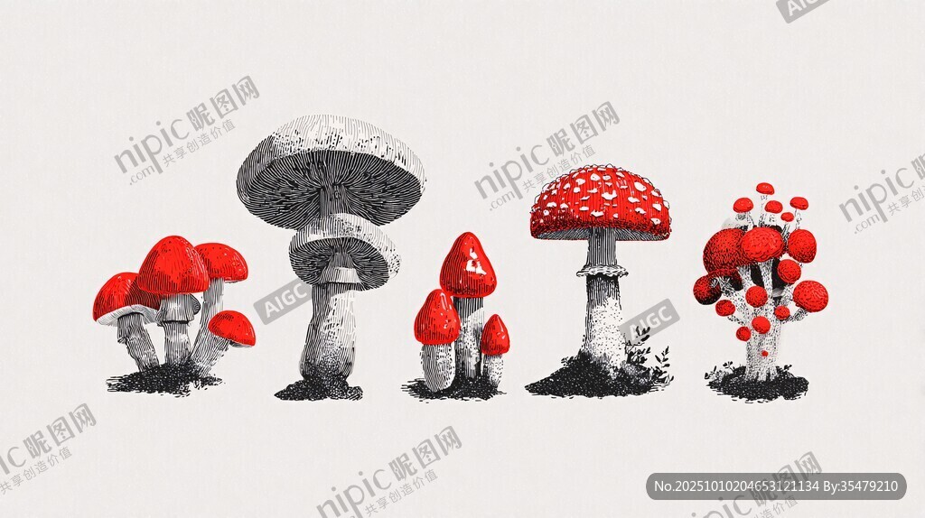 奇幻蘑菇插画集合
